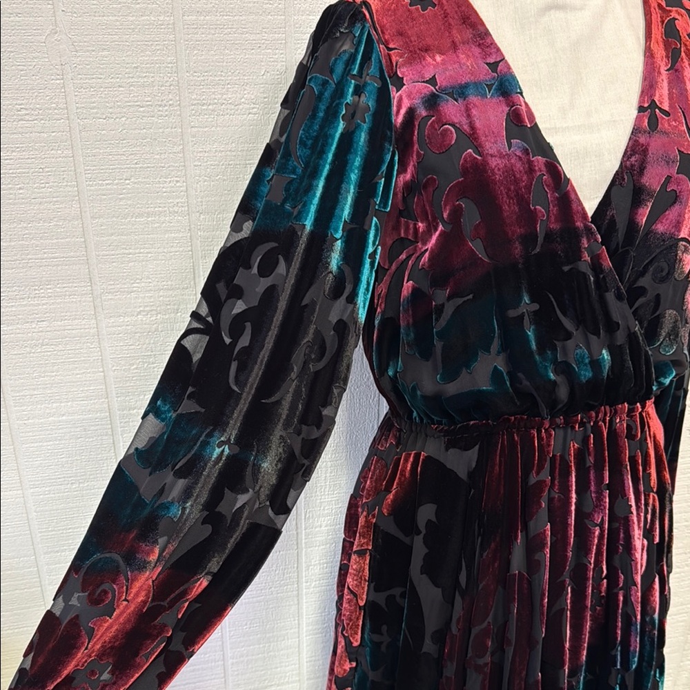 Caroline Constas- Elegant Multicolor Velvet Wrap Dress - Picture 4 of 6